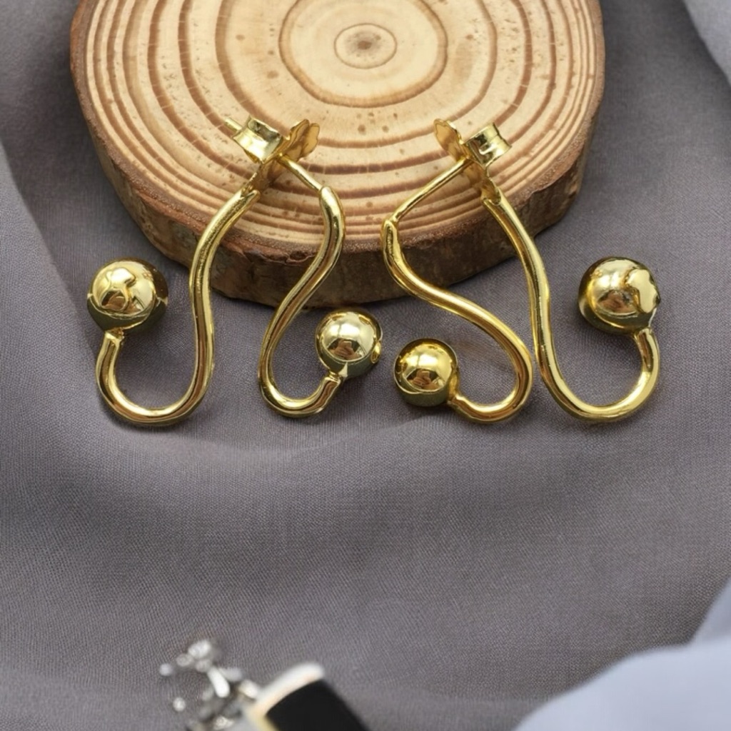 Earrings Plump Earrings In Silver Vermeil With A Fluid Shape Divided 925
